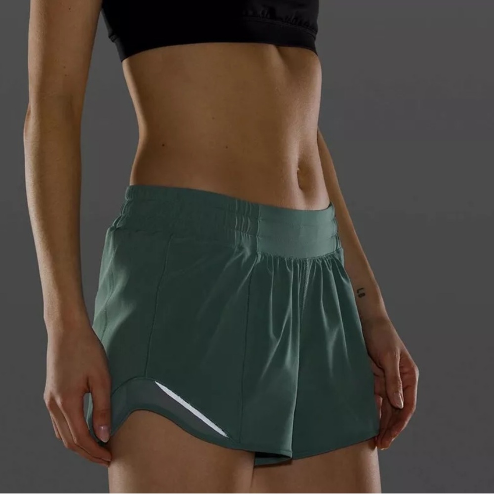 Lululemon Hotty Hot Short II, long 4”, tidewater teal